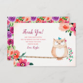 木のサンキューカードのフクロウ サンキューカード (正面/裏面)