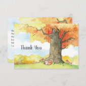 木のサンキューカードの下の睡眠のキツネ サンキューカード (正面/裏面)