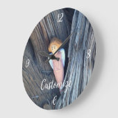 木のサンダーコーブに彫られたエンジェル ラージ壁時計 (傾斜)