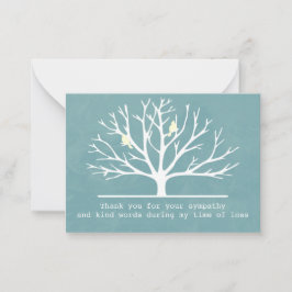木のシルエットの鳥のサンキューカード ノートカード
