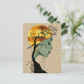 木のシルエットムーンのエーテルの女性 ポストカード (スタンド正面)