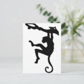 木のシルエット漫画でサルが揺れる ポストカード (スタンド正面)