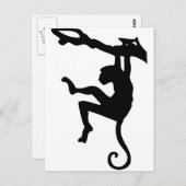 木のシルエット漫画でサルが揺れる ポストカード (正面/裏面)