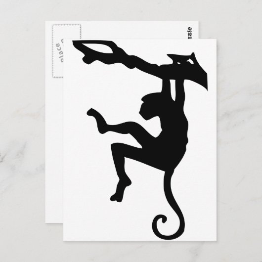 木のシルエット漫画でサルが揺れる ポストカード (正面/裏面)