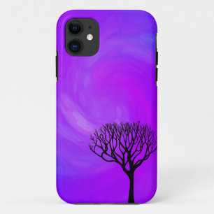 木のシルエット(Northern Lights) iPhone 11 ケース