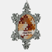 木のジグソーパズル スノーフレークピューターオーナメント (左)