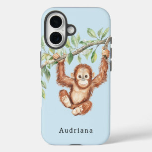 木のジャングル動物のモンキーチンパンジー iPhone 16ケース