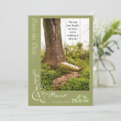 木のスイング カントリーウェディング Save the Date 招待状 (スタンド正面)