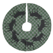 木のスカートのクリスマス岬のブルターニュのタータンチェックのアメリカヘラジカ フェイクリネンツリースカート (正面)