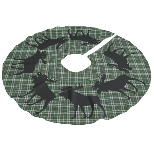 木のスカートのクリスマス岬のブルターニュのタータンチェックのアメリカヘラジカ フェイクリネンツリースカート (アングル)