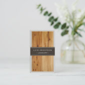 木のスタイリッシュ質感のモダン外観 名刺 (スタンド正面)