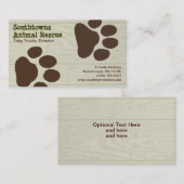 木のスタイルの背景にドッグポー素朴プのプリント 名刺 (正面/裏面)