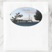 木のステッカー付きマッキナックブリッジ 楕円形シール (バッグ)