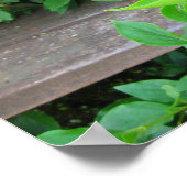 木のステップで成長する薄紫の茂みと花 ポスター (角)