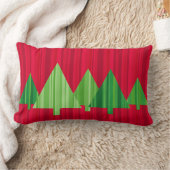 木のストライプなクリスマスの枕- LUMBAR (赤い) ランバークッション (ブランケット)