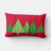 木のストライプなクリスマスの枕- LUMBAR (赤い) ランバークッション (裏面)