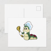 木のスプーンを持つシェフとしてのキャタピー ポストカード (正面/裏面)