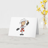 木のスプーンカードを持つシェフの女の子 カード (黄色い花)