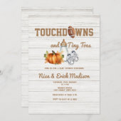 木のタッチダウン小さな足指秋の男の子の赤ちゃんシャワー 招待状 (正面/裏面)