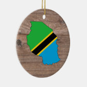 木のチームタンザニアの旗の地図 セラミックオーナメント (右)