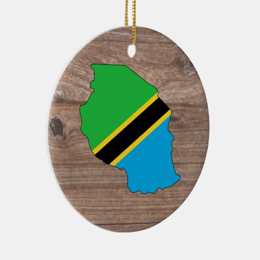 木のチームタンザニアの旗の地図 セラミックオーナメント (右)