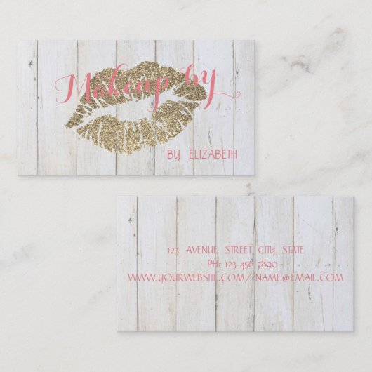 木のテクスチエレガントャ、きらびやかな唇 名刺 (正面/裏面)
