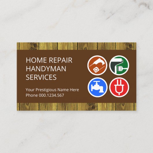 木のテクスチャの手書きツール 名刺 (正面)