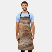 木のテクスチャの粗無地のい木 エプロン (着用した状態)