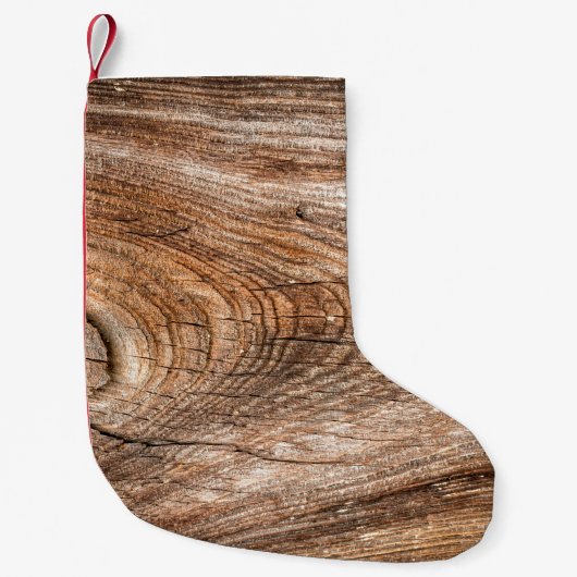 木のテクスチャの粗無地のい木 スモールクリスマスストッキング (正面)