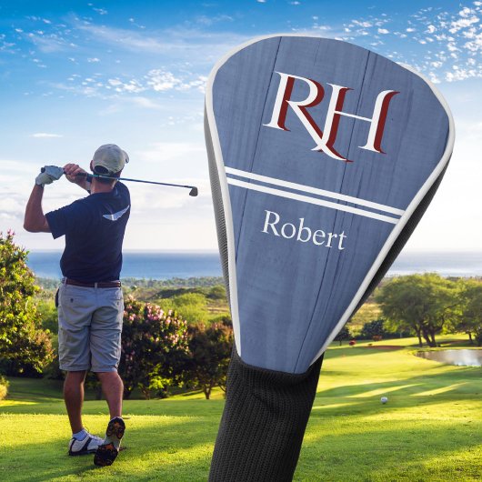 木のテクスチャパーソナライズされたモノグラム名 ゴルフヘッドカバー