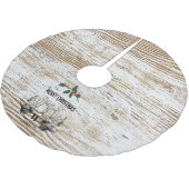 木のテクスチャー素朴ディアウッドランドクリスマス ブラッシュドポリエステルツリースカート (アングル)