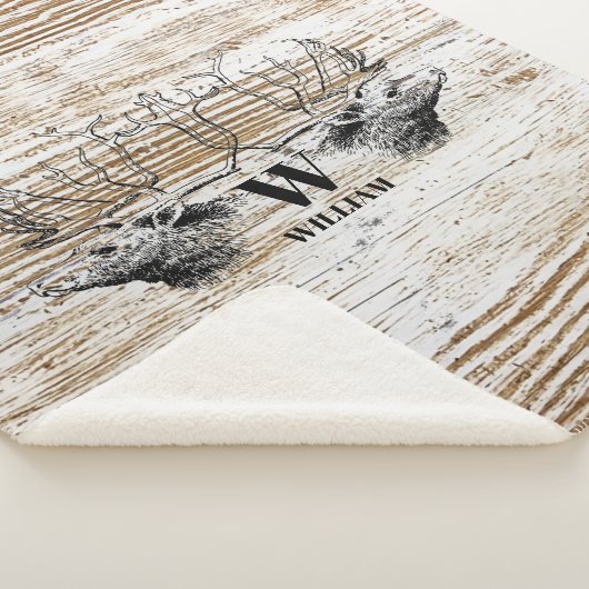 木のテクスチャー素朴ディアフォレストモノグラム シェルパブランケット (3/4)