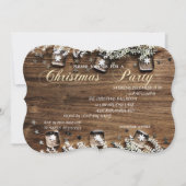 木のテクスチャー、企業のクリスマスパーティー 招待状 (正面)