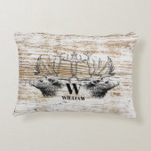 木のテクスチ素朴アディアウッドランドモノグラム アクセントクッション (裏面)