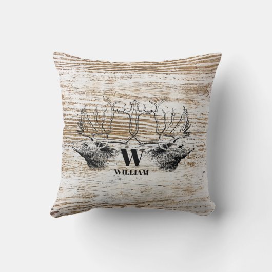 木のテクスチ素朴アディアウッドランドモノグラム クッション (裏面)