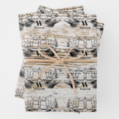 木のテクスチ素朴アディアウッドランドモノグラム ラッピングペーパーシート (インサイチュ)