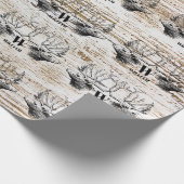 木のテクスチ素朴アディアウッドランドモノグラム ラッピングペーパー (角)