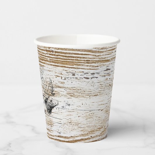木のテクスチ素朴アディアウッドランドモノグラム 紙コップ (左)