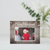 木のテクスチ素朴ーホタルのクリスマスフォト ポストカード (スタンド正面)