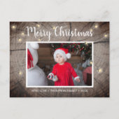 木のテクスチ素朴ーホタルのクリスマスフォト ポストカード (正面)