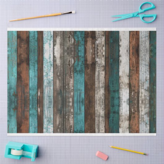 木のテクス素朴チャティール（緑がかった色）と茶色のデコページ 薄葉紙 (クラフト)