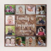 木のテクス素朴チャ12フォトコラージファミリー ジグソーパズル (縦)