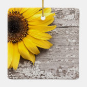 木のテーブルにひまわり セラミックオーナメント (裏面)