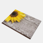 木のテーブルにひまわり ドアマット (アングル)