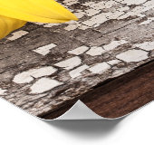 木のテーブルにひまわり ポスター (角)