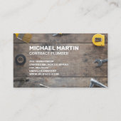 木のテーブルに置く大工の道具 名刺 (正面)