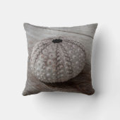 木のテーブルの上の貝 クッション (裏面)