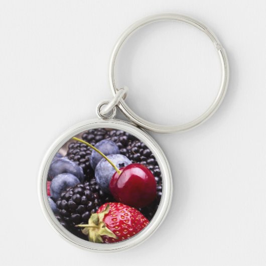 木のテーブルの風味がよい夏のフルーツ キーホルダー (正面)