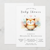 木のデジタルフクロウ赤ちゃんシャワー 招待状 (正面/裏面)