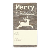 木のトナカイ素朴タンクリスマスギフトタグ ラベル (正面)